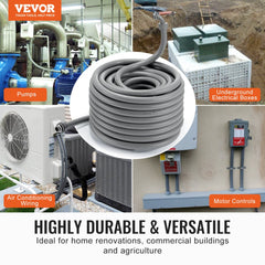 3/4-Inch Flexible Electrical Conduit, 100 ft, PVC Liquid-Tight Conduit Non-Metallic with 5 Straight and 5 90-Degree Conduit Connector Fittings, for Air Conditioning Motor Controller Pump, IP65