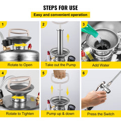 3.5Gal Stainless Steel Sprayer,l Set with 20" Wand& Handle& 3FT Reinforced Hose, Hand Pump Sprayer with Pressure Gauge&Safety Valve, Adjustable Nozzle Suitable for Gardening& Sanitizing