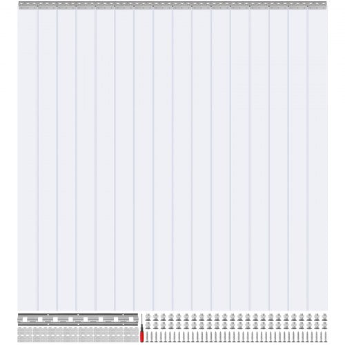 Strip Curtain 16PCS, 96" Height, 96" Width, 0.08" Thickness, Clear Smooth Plastic Door Strips with 50% Overlap, PVC Strip Door Curtain Freezer Curtain for Warehouses, Walk in Freezers, Coolers