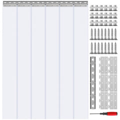 Strip Curtain, 84" Height x 38" Width, 0.08" Thickness, 6PCS Clear PVC Strip Door Curtain, Freezer Curtain, Plastic Door Strips for Walk in Freezers, Coolers & Warehouse Doors, with 50% Overlap
