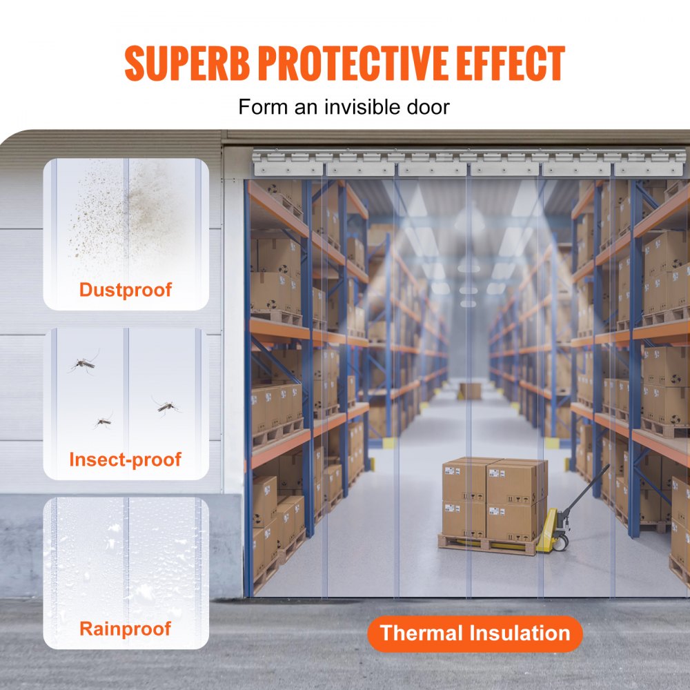 Strip Curtain, 84" Height x 38" Width, 0.08" Thickness, 6PCS Clear PVC Strip Door Curtain, Freezer Curtain, Plastic Door Strips for Walk in Freezers, Coolers & Warehouse Doors, with 50% Overlap