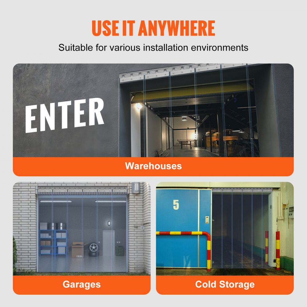 Strip Curtain, 84" Height x 38" Width, 0.08" Thickness, 6PCS Clear PVC Strip Door Curtain, Freezer Curtain, Plastic Door Strips for Walk in Freezers, Coolers & Warehouse Doors, with 50% Overlap