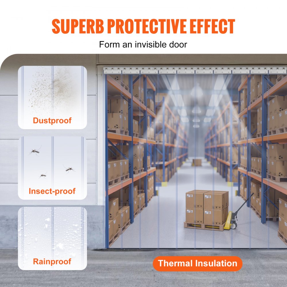 Strip Curtain, 84" Height x 60" Width, 0.08" Thickness, 10PCS Clear PVC Strip Door Curtain, Freezer Curtain, Plastic Door Strips for Walk in Freezers, Coolers & Warehouse Doors, with 50% Overlap