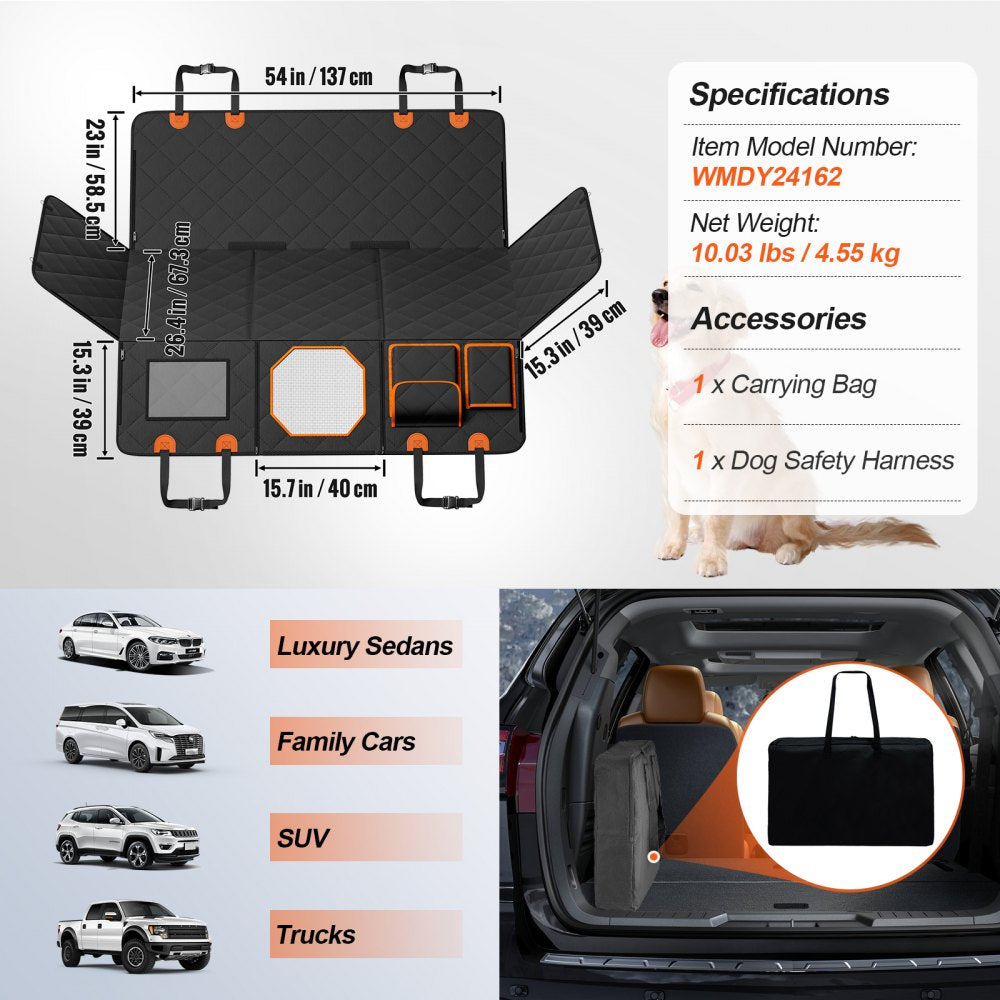 54 x 26.5 in Dog Car Seat Cover for Back Seat Waterproof 600D for SUV