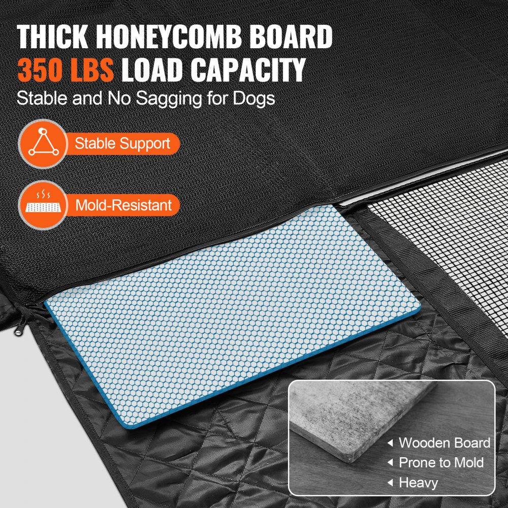 Waterproof dog car seat cover measuring 52x24.8 inches with dual storage pockets.