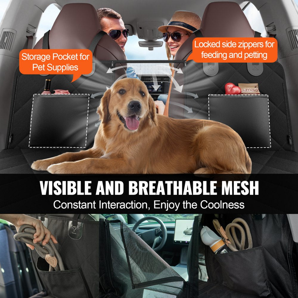 Bostome dog car seat cover in black, made of waterproof 600D Oxford fabric for back seat use.