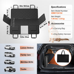 Bostome dog car seat cover in black, made of waterproof 600D Oxford fabric for back seats.