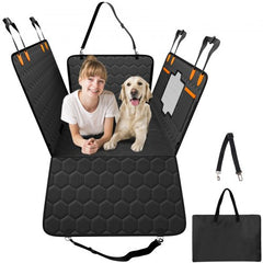 Bostome dog car seat cover in black, waterproof fabric, measuring 54x25.6 inches.