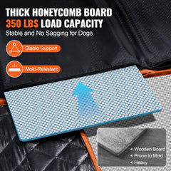 Dog car seat cover in black, waterproof 600D Oxford, measuring 54x25.6 inches.