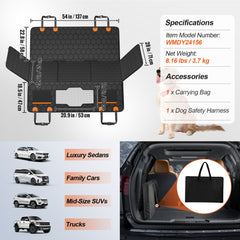 Bostome dog car seat cover in waterproof 600D Oxford, measuring 54x25.6 inches.