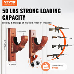 Gun Rack Wall Mount, Horizontal Gun Rack and Shotgun Hooks, Single Gun Storage Display Rack For Wall, Gun Holder with Soft Padding holds Rifles, Shotguns up to 50 lbs