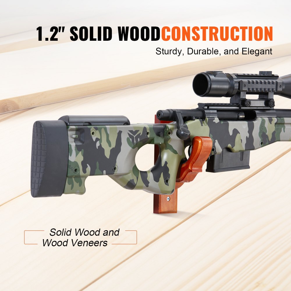Gun Rack Wall Mount, Horizontal Gun Rack and Shotgun Hooks, Single Gun Storage Display Rack For Wall, Gun Holder with Soft Padding holds Rifles, Shotguns up to 50 lbs
