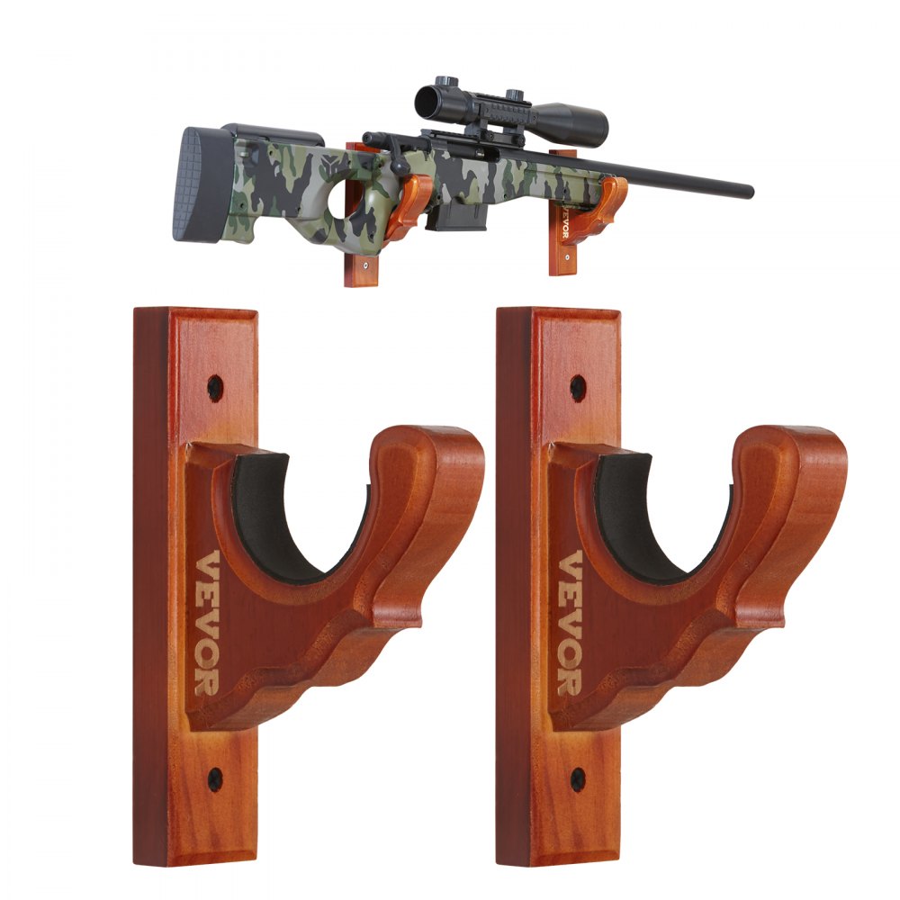 Gun Rack Wall Mount, Horizontal Gun Rack and Shotgun Hooks, Single Gun Storage Display Rack For Wall, Gun Holder with Soft Padding holds Rifles, Shotguns up to 50 lbs