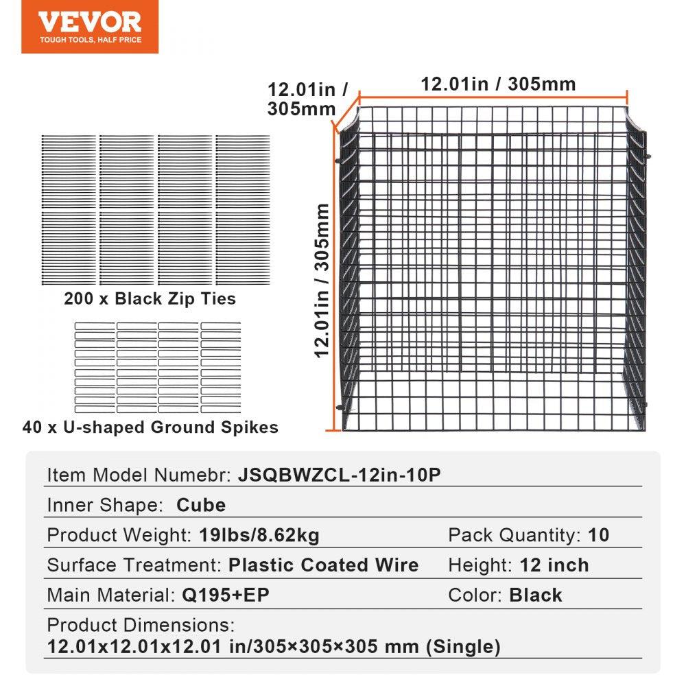 10 Pack Plant Protector from Animals 12`` x 12`` Plant Cage for Vegetables