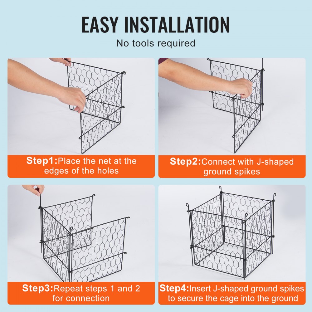5 Pack Plant Protector from Animals 13.4`` x 13.4`` Metal Plant Cage