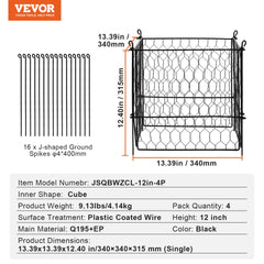5 Pack Plant Protector from Animals 13.4`` x 13.4`` Metal Plant Cage