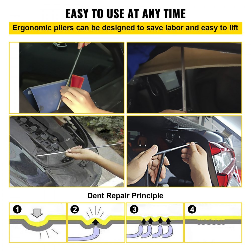 Rods Dent Removal Kit, 21 Pcs Paintless Dent Repair Rods, Stainless Steel Dent Rods, Whale Tail Dent Repair Tools, Professional Hail Dent Removal Tool For Minor Dents, Door Dings And Hail Damage