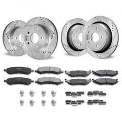 Drilled Slotted Front and Rear Brake Rotors Pads Kit for Dodge Ram 1500