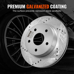 Drilled Slotted Front and Rear Brake Rotors Pads Kit for Dodge Ram 1500