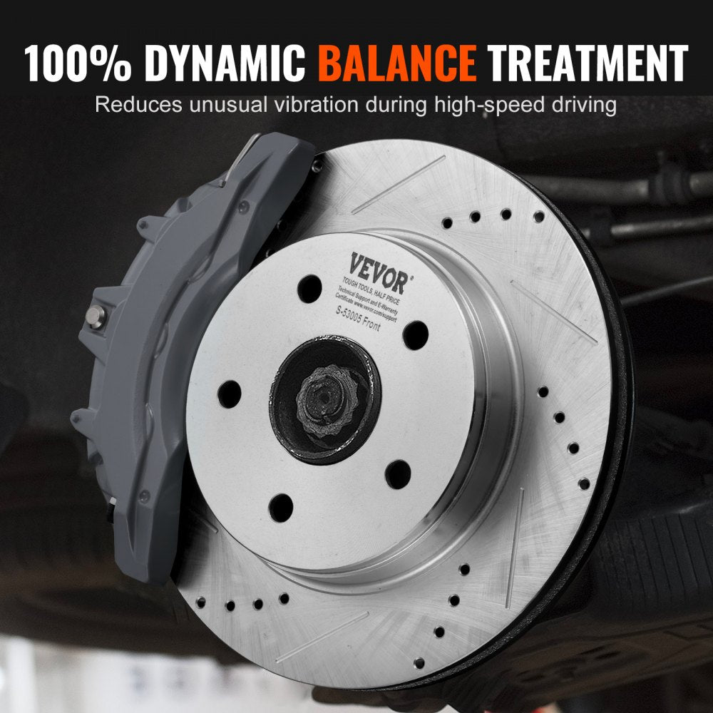 Drilled Slotted Front and Rear Brake Rotors Pads Kit for Dodge Ram 1500