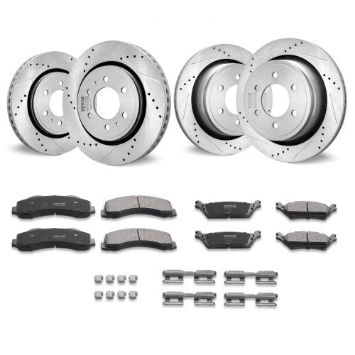 Drilled Slotted Front&Rear Brake Rotors Pads Kit for 2012-2020 Ford F-150