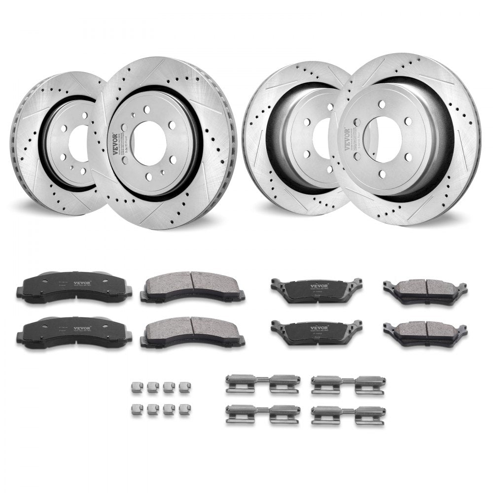 Drilled Slotted Front&Rear Brake Rotors Pads Kit for 2012-2020 Ford F-150