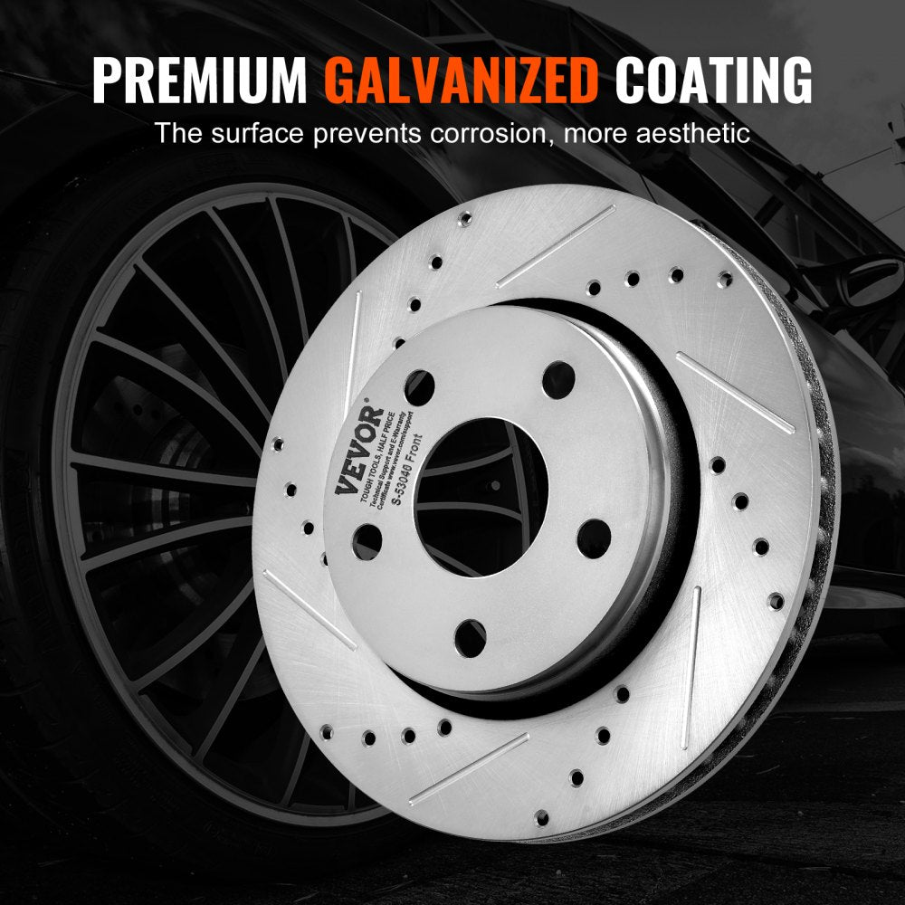 Drilled Slotted Front&Rear Brake Rotors Pads Kit for 07-2017 Jeep Wrangler