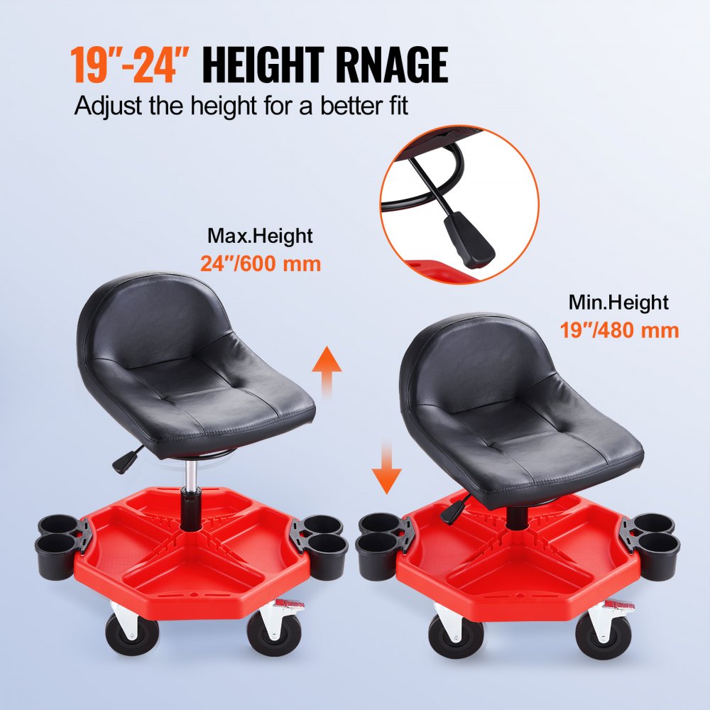 Mechanics Swivel Seat 300 LBS Rolling Work Stool Height Adjustable Seat