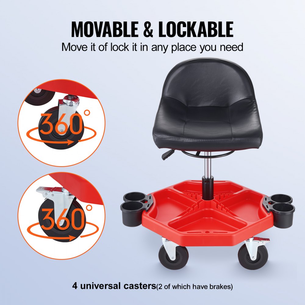 Mechanics Swivel Seat 300 LBS Rolling Work Stool Height Adjustable Seat