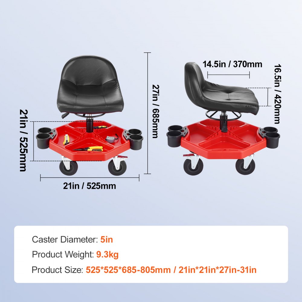 Mechanics Swivel Seat 300 LBS Rolling Work Stool Height Adjustable Seat