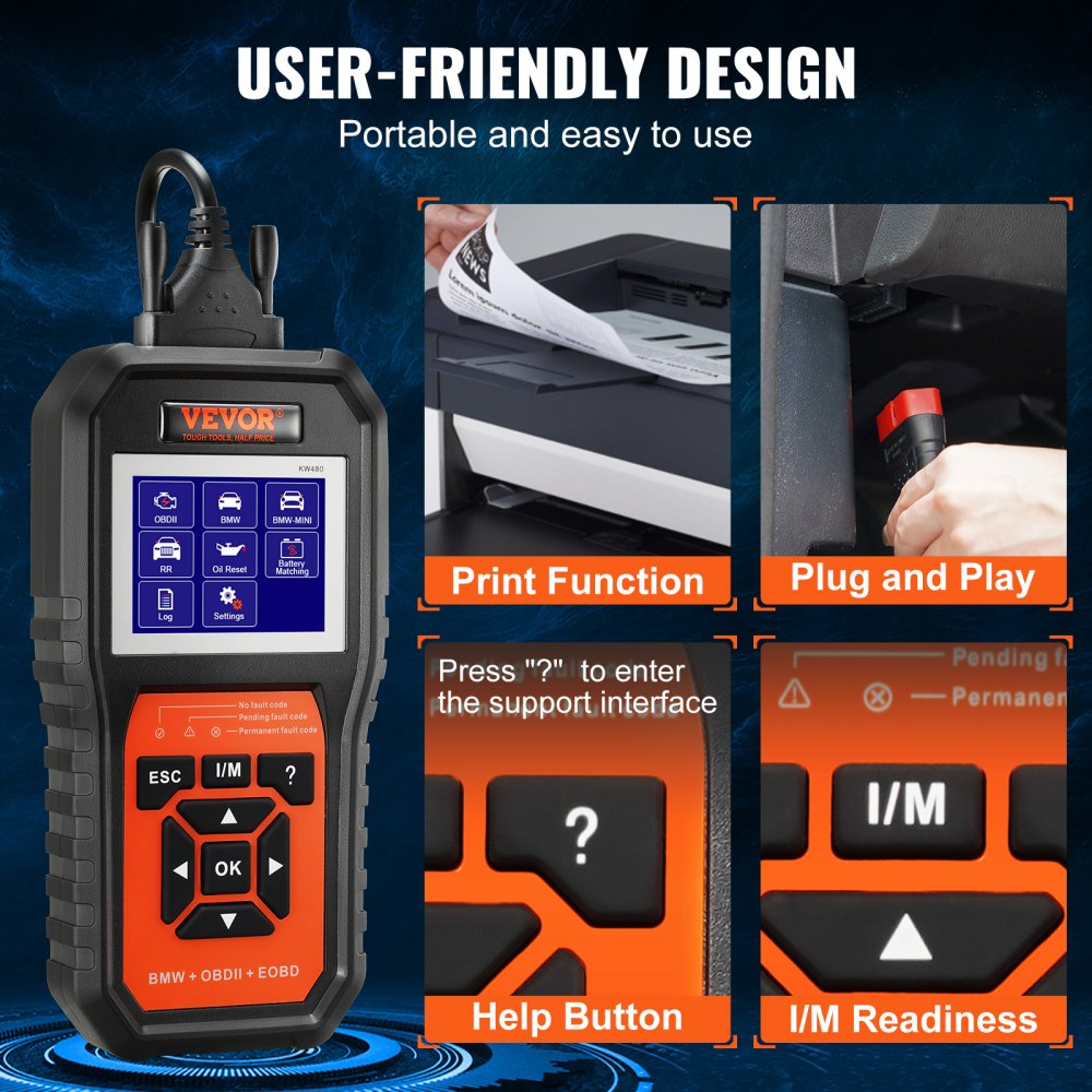BMW OBD2 Scanner Diagnostic Tool, For BMW/Mini/Rolls-Royce, Full System Diagnostic Scan Tool, 12 Special Functions, Car Read Code Reader with CBS SAS EPB ECM DME/DDE Oil Reset Battery Matching