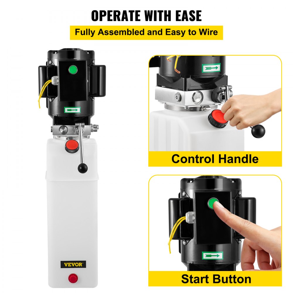 Bostome 2.2KW hydraulic power unit with 220V motor, 6L reservoir, control handle, and start button.