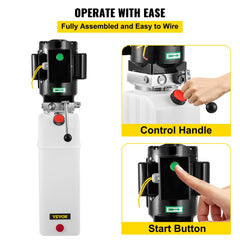 Bostome 2.2KW hydraulic power unit with 220V motor, 6L reservoir, control handle, and start button.
