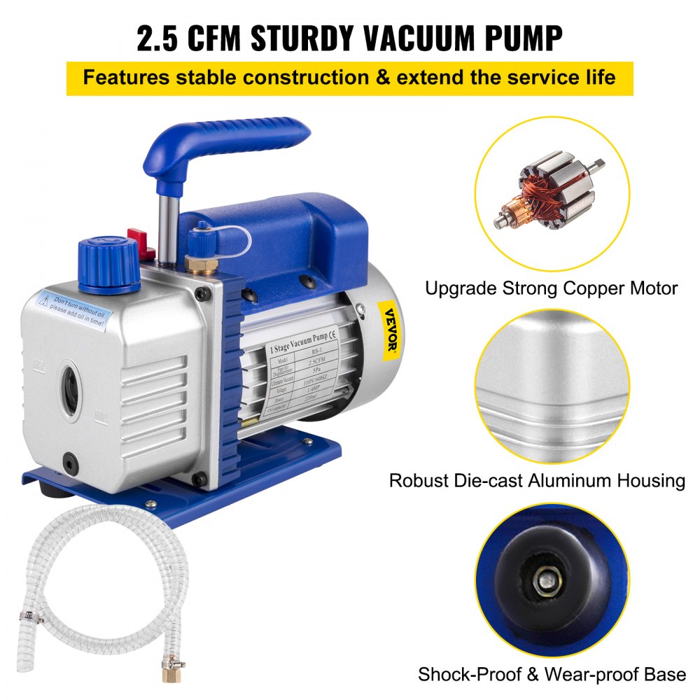 1.5 Gallon Vacuum Degassing Chamber Kit Stainless Steel Degassing Chamber 5.7L Vacuum Chamber Kit with 2.5 CFM Vacuum Pump - Not for Wood Stabilizing