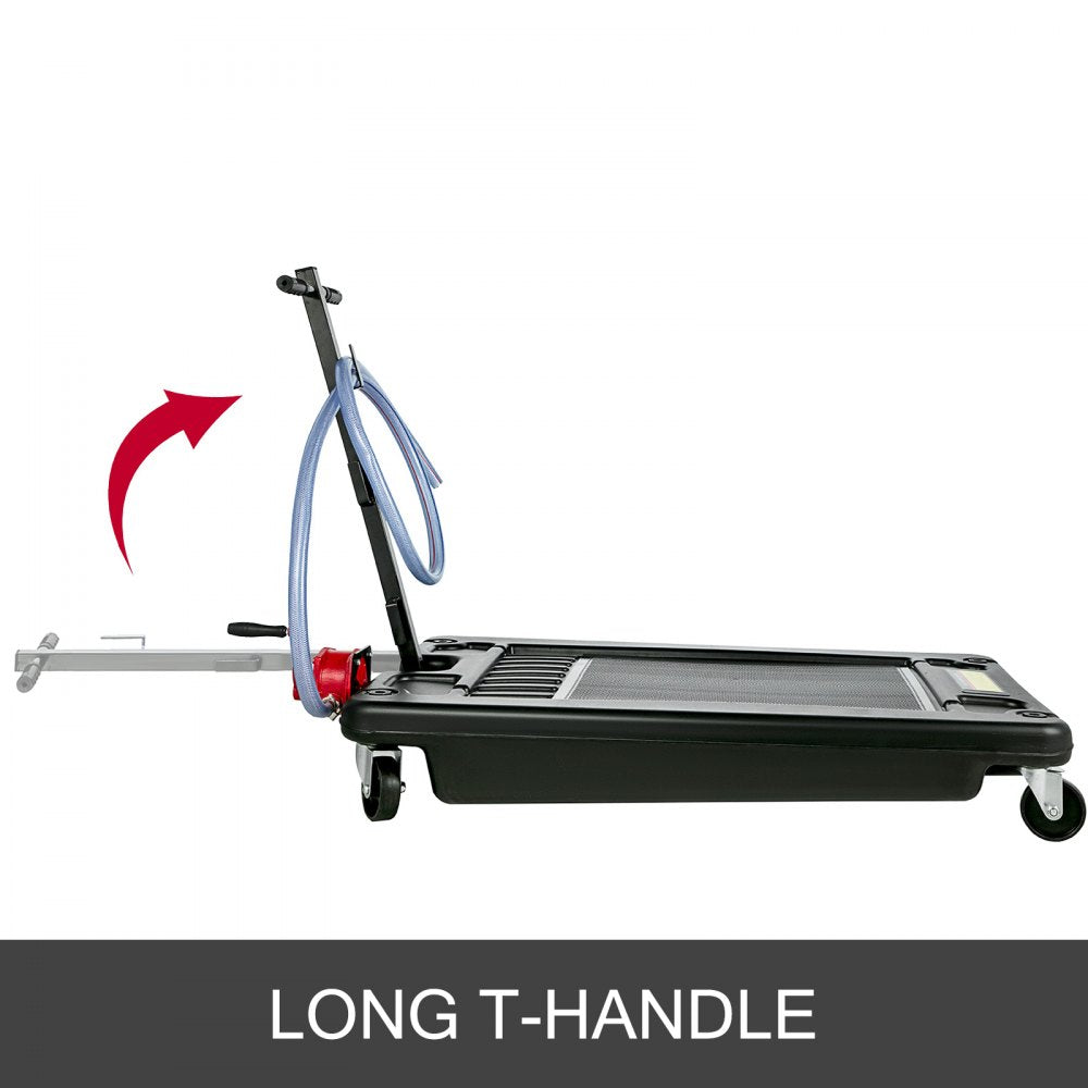 Portable Oil Drain Pan with Pump 64L Oil Drain Pan 17 Gallon Low Profile Oil Drain Pan with 8` Hose for SUV Car and Trucks