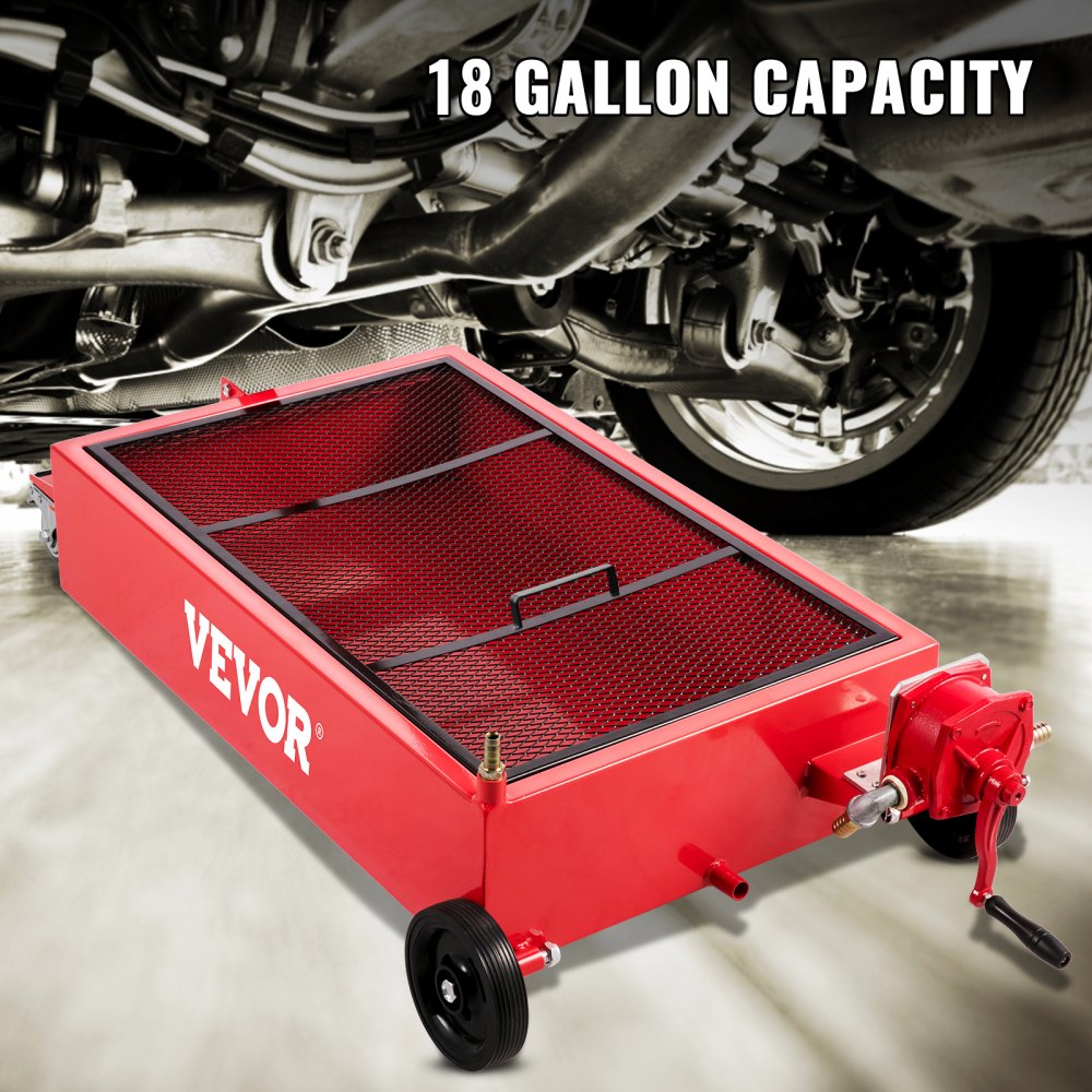 Oil Drain Pan 20 Gallon Oil Drain Tank, 76L Low Profile Oil Drain Pan, Large Capacity Oil Change Pan, Foldable Hand, with Pump, Hose, Swivel Casters Wheels for Car, SUV, Trucks Oil Draining