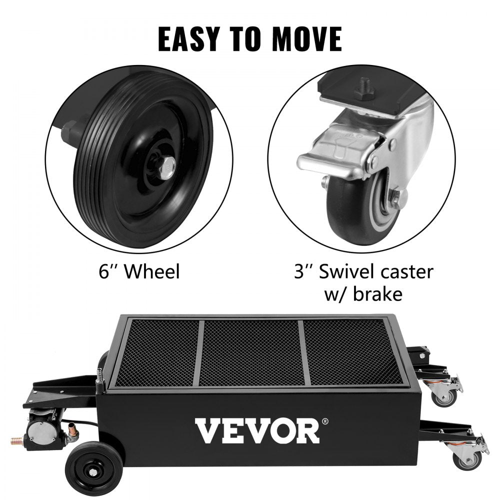 Oil Drain Pan 25 Gallon Oil Drain Tank, 95L Low Profile Oil Drain Pan, Large Capacity Oil Change Pan, Foldable Hand, with Electric Pump, Hose, Swivel Casters for Car, SUV, Trucks Oil Draining