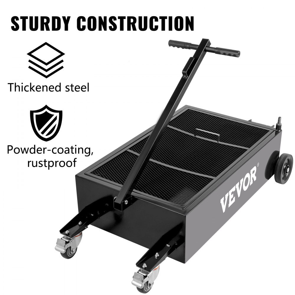 Oil Drain Pan 25 Gallon Oil Drain Tank, 95L Low Profile Oil Drain Pan, Large Capacity Oil Change Pan, Foldable Hand, with Electric Pump, Hose, Swivel Casters for Car, SUV, Trucks Oil Draining