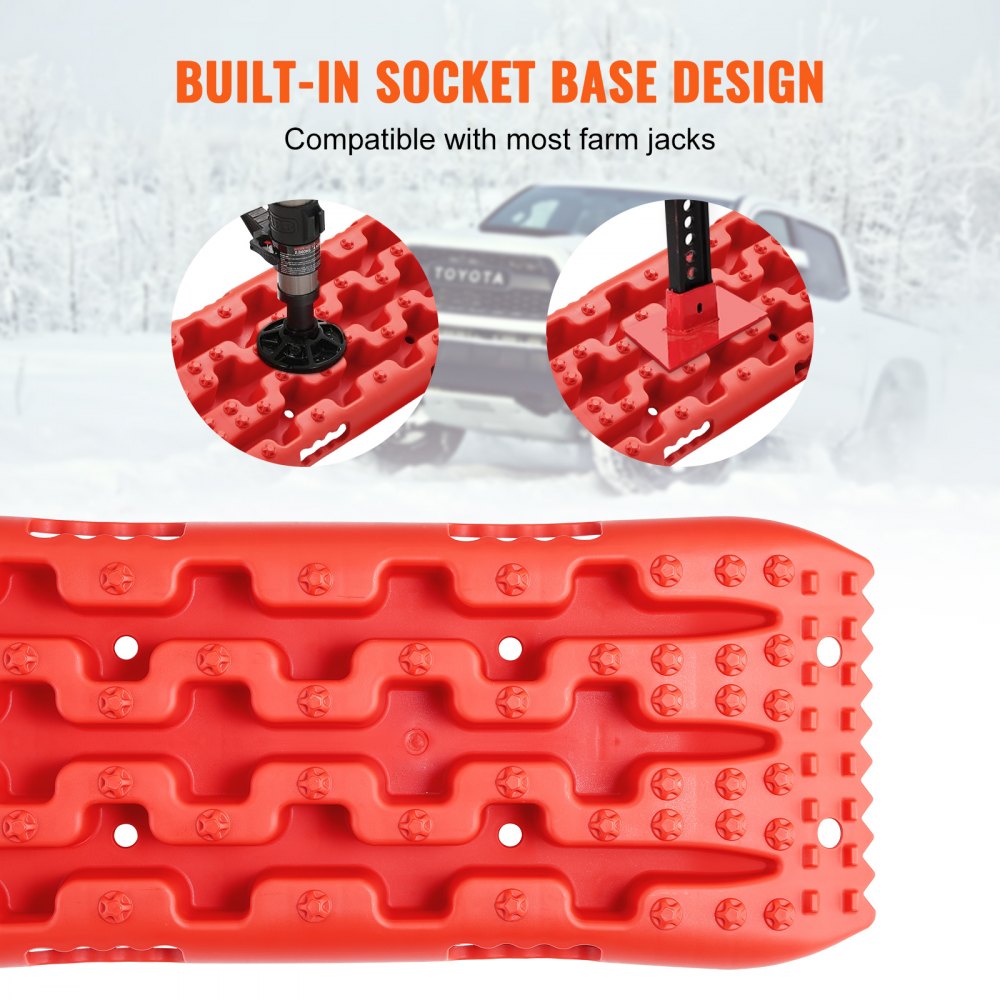 2PCS Traction Boards with PP for Mud Snow Sand Storage Bag Short Red