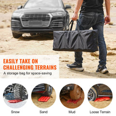 2PCS Traction Boards with PP for Mud Snow Sand Storage Bag Short Red