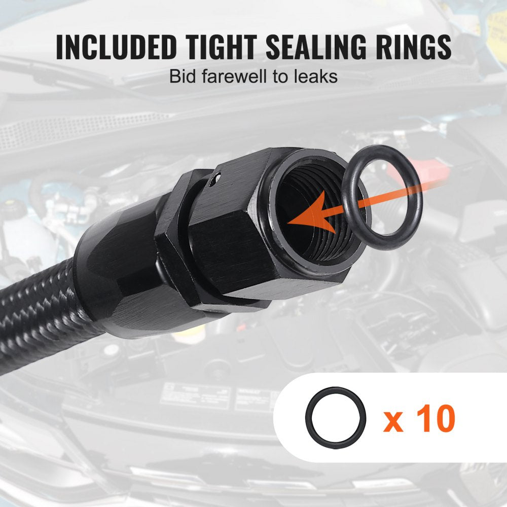 Bostome 6AN fuel line kit with 20ft nylon stainless steel braided hose and fittings.