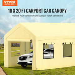 Carport Canopy Car Canopy 10 x 20ft w/ 8 Legs Sidewalls Windows Yellow