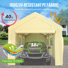 Carport Canopy Car Canopy 10 x 20ft w/ 8 Legs Sidewalls Windows Yellow
