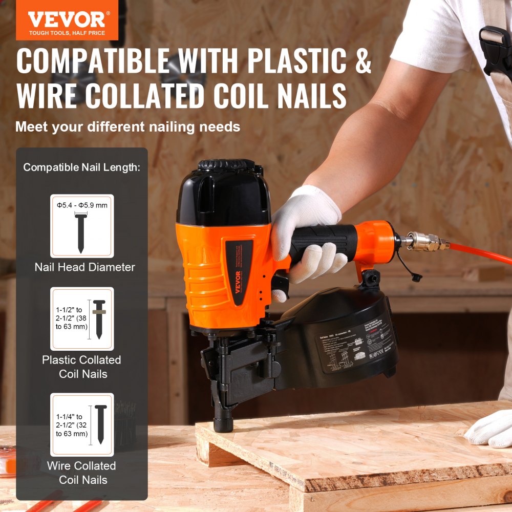 Bostome CN65 coil siding nailer with tool-free depth adjustment and ergonomic grip.