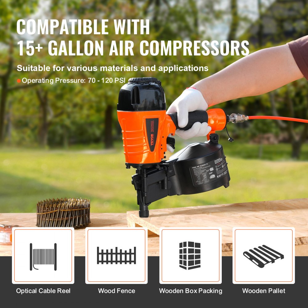 Bostome CN65 coil siding nailer with tool-free depth adjustment and ergonomic grip.