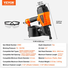 Bostome CN65 coil siding nailer with ergonomic grip and tool-free depth adjustment wheel.