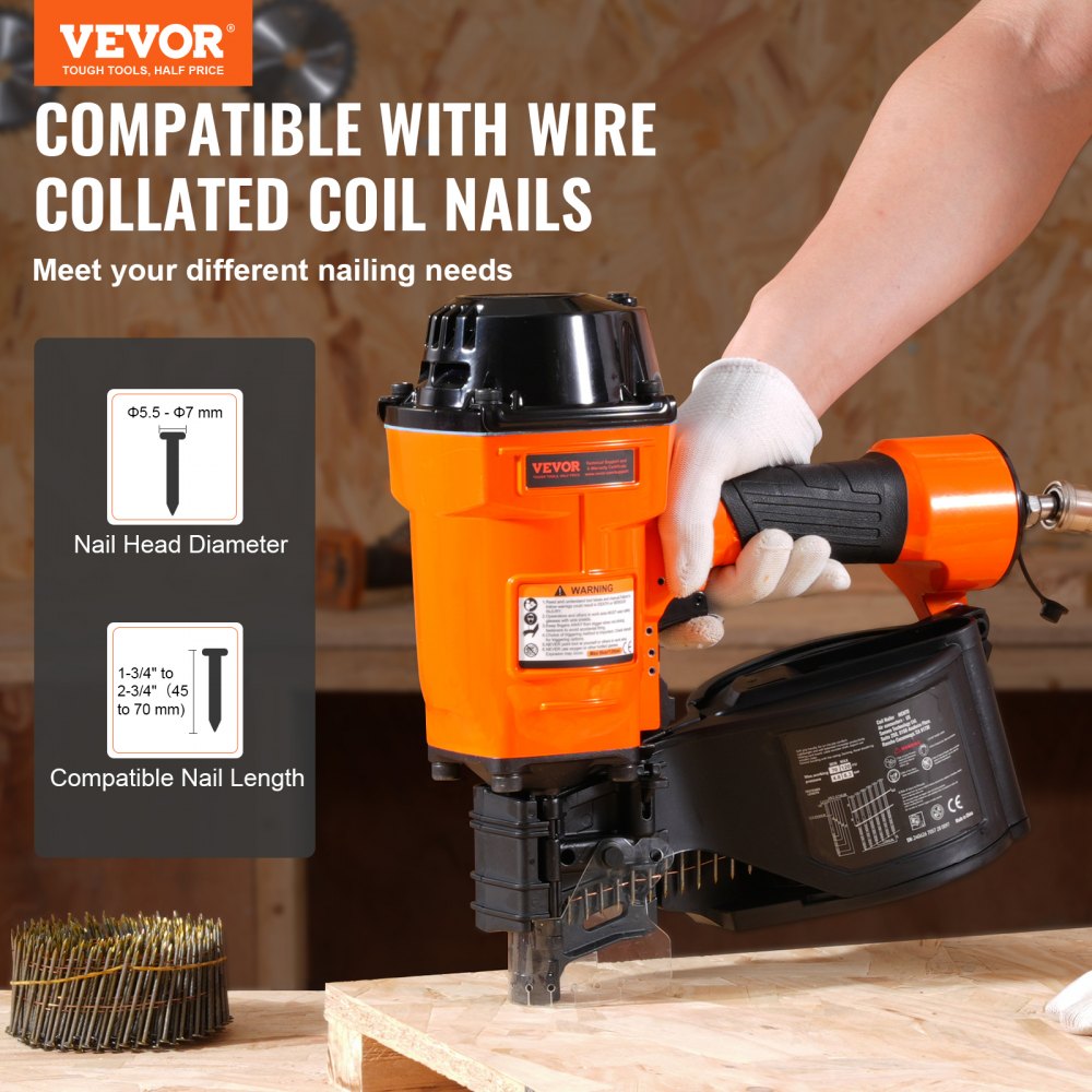 Bostome MCN70 coil siding nailer with ergonomic grip and high-capacity magazine for efficient use.
