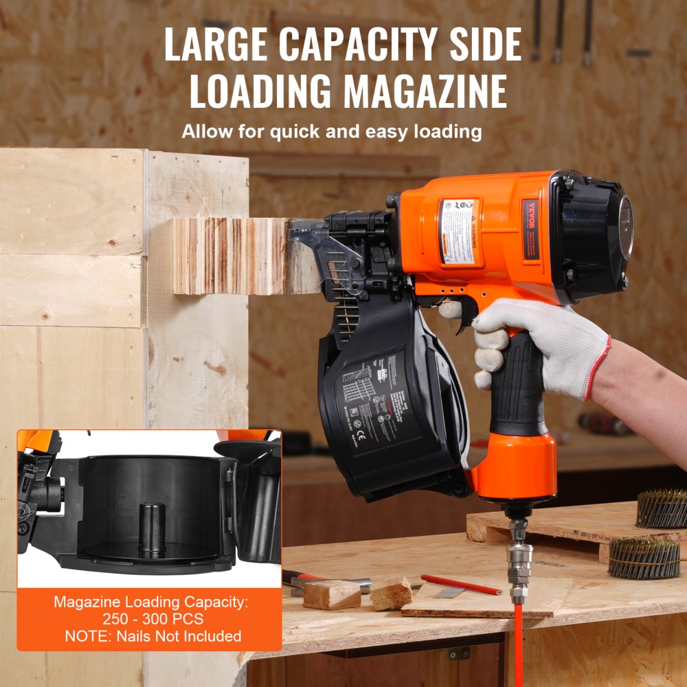 Bostome MCN70 coil siding nailer with ergonomic grip and high-capacity magazine for efficient use.