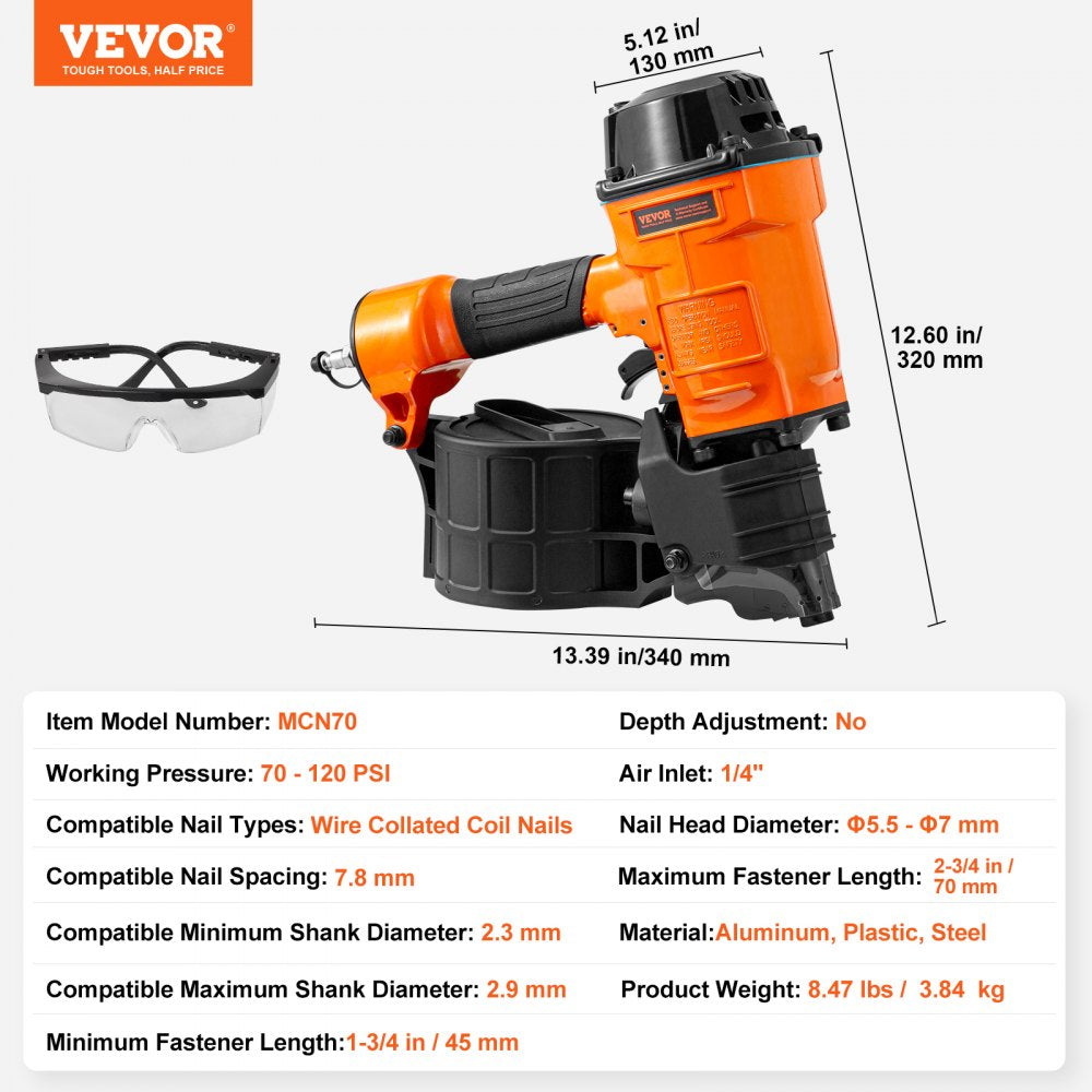 Bostome MCN70 coil siding nailer with ergonomic grip and side-loading magazine for efficient use.