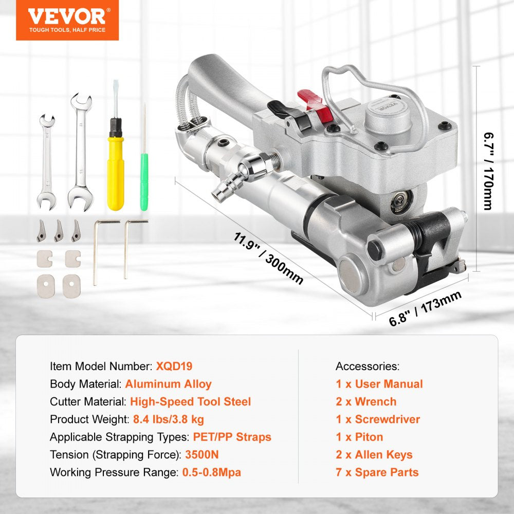 Pneumatic Strapping Tool Hand Held Strapping Machine for 1/2"-3/4" PP/PET